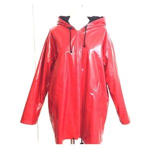 Red Patent Leather Coat Oversided Raincoat